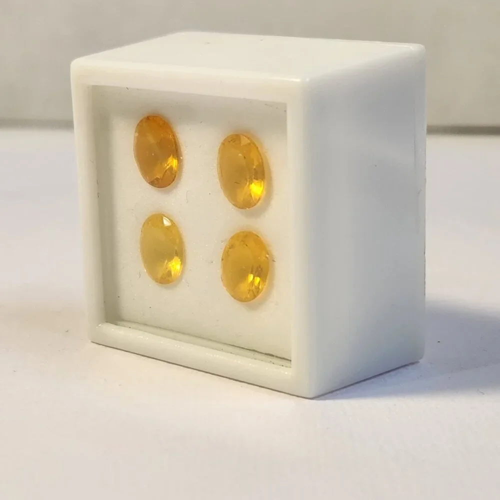VTG Labeled Genuine Fire Opal 4.91ctw 9x7mm Oval Set of 4 Loose Gemstones - Picture 7 of 9